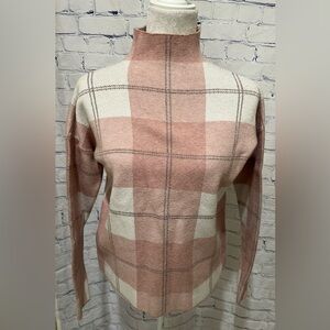 Rachel Zoe Pink Buffalo Check Turtleneck Size Small